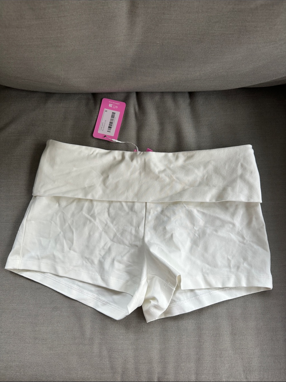 Edikted Fold-Over Waist White Women’s Shorts